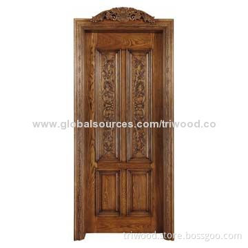 Exquisite Solid Wooden Door with Natural Wood Veneer and Environment-friendly Painting